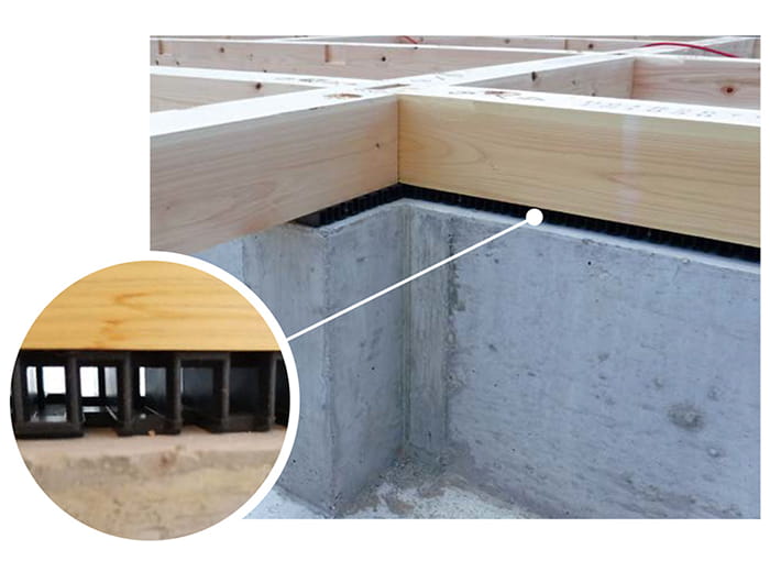 湿気を逃がして快適な住まいに基礎パッキン